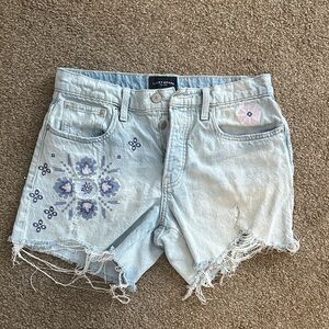 Lucky Brand Light Blue Embroidered Jean Shorts